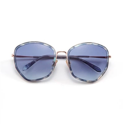 Kacamata Hitam Wanita Logam Geometri Kebesaran